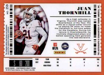 2019 Panini Contenders Draft Picks Collegiate #259 Juan Thornhill Back