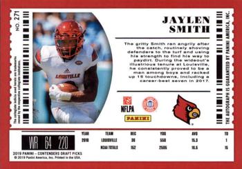 2019 Panini Contenders Draft Picks Collegiate #271 Jaylen Smith Back