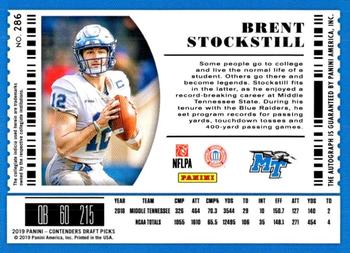 2019 Panini Contenders Draft Picks Collegiate #286 Brent Stockstill Back