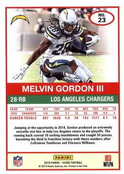 2019 Score #23 Melvin Gordon III Back