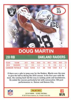 2019 Score #33 Doug Martin Back
