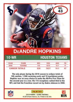 2019 Score #43 DeAndre Hopkins Back