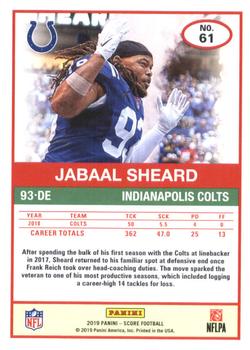 2019 Score #61 Jabaal Sheard Back