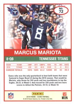 2019 Score #72 Marcus Mariota Back