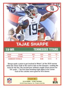 2019 Score #78 Tajae Sharpe Back