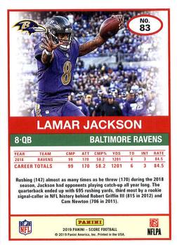 2019 Score #83 Lamar Jackson Back