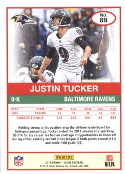 2019 Score #89 Justin Tucker Back