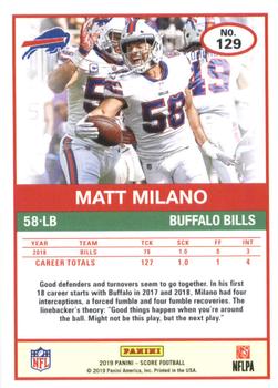 2019 Score #129 Matt Milano Back
