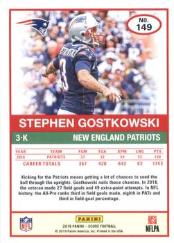 2019 Score #149 Stephen Gostkowski Back