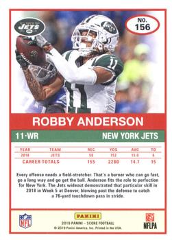 2019 Score #156 Robby Anderson Back