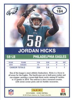 2019 Score #184 Jordan Hicks Back
