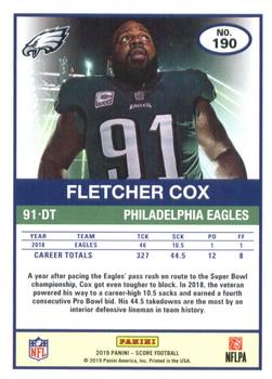 2019 Score #190 Fletcher Cox Back