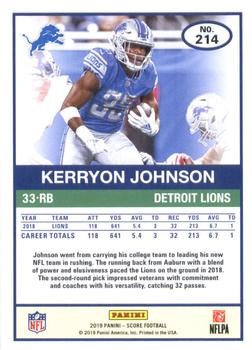 2019 Score #214 Kerryon Johnson Back