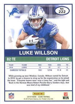 2019 Score #222 Luke Willson Back