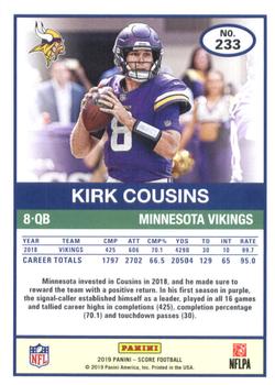 2019 Score #233 Kirk Cousins Back