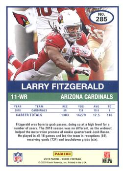 2019 Score #285 Larry Fitzgerald Back