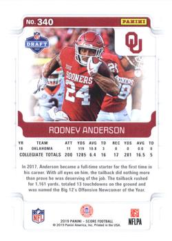 2019 Score #340 Rodney Anderson Back