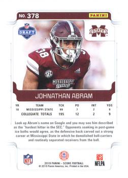 2019 Score #378 Johnathan Abram Back