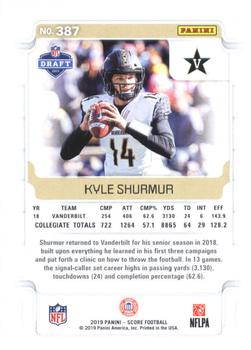 2019 Score #387 Kyle Shurmur Back