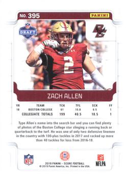 2019 Score #395 Zach Allen Back