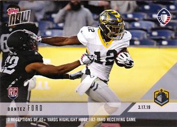 2019 Topps Now AAF #33 Dontez Ford Front