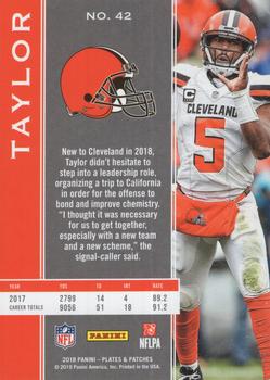 2018 Panini Plates & Patches - Red #42 Tyrod Taylor Back