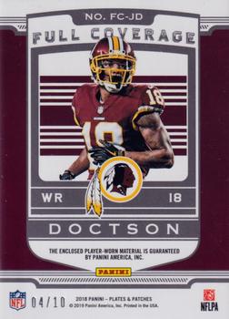 2018 Panini Plates & Patches - Full Coverage Red #FC-JD Josh Doctson Back