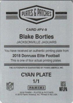 2018 Panini Plates & Patches - Printing Plates Autographs #43 Blake Bortles Back