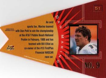 1998 Playoff Contenders - Pennants Registered Exchange Red Felt #51 Dan Marino Back