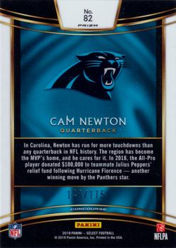 2018 Panini Select - Blue Prizm #82 Cam Newton Back