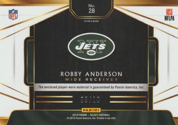 2018 Panini Select - Select Swatches Gold Prizm #28 Robby Anderson Back