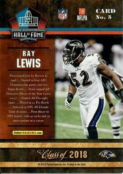 2018 Panini Pro Football Hall of Fame #5 Ray Lewis Back