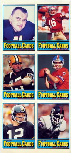 1990 Allan Kaye's Football Card News - Panels #7 - 12 Dick Butkus / Bart Starr / Terry Bradshaw / Joe Montana / John Elway / Lawrence Taylor Front