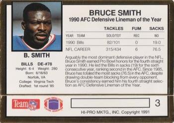 1991 Action Packed NFLPA/MDA Awards #3 Bruce Smith Back