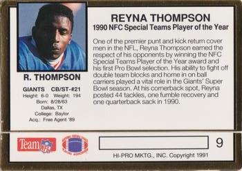 1991 Action Packed NFLPA/MDA Awards #9 Reyna Thompson Back