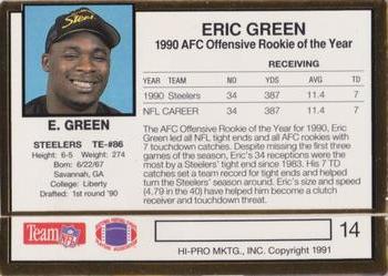 1991 Action Packed NFLPA/MDA Awards #14 Eric Green Back
