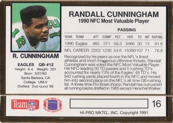 1991 Action Packed NFLPA/MDA Awards #16 Randall Cunningham Back