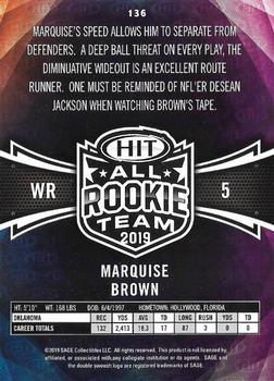 2019 SAGE HIT - Gold #136 Marquise Brown Back