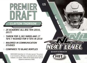 2019 SAGE HIT - Silver #125 Clayton Thorson Back