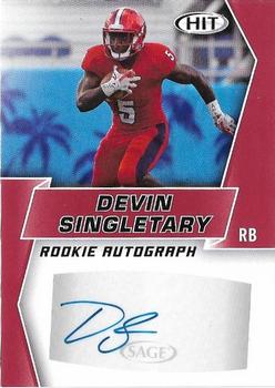 2019 SAGE HIT - Autographs Red #A12 Devin Singletary Front