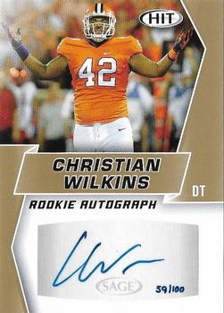 2019 SAGE HIT - Autographs Gold #A17 Christian Wilkins Front