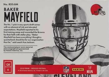 2018 Panini Encased - Rookie Dual Swatch Signatures #RDS-BM Baker Mayfield Back
