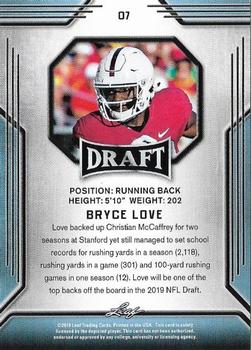 2019 Leaf Draft - Gold #07 Bryce Love Back