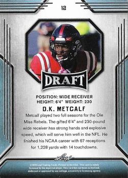 2019 Leaf Draft - Gold #12 D.K. Metcalf Back