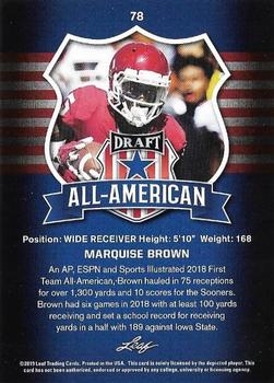 2019 Leaf Draft - Gold #78 Marquise Brown Back