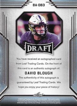 2019 Leaf Draft - Autographs #BA-DB3 David Blough Back