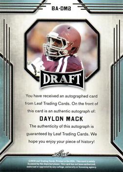 2019 Leaf Draft - Autographs #BA-DM2 Daylon Mack Back