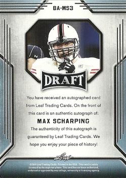 2019 Leaf Draft - Autographs #BA-MS3 Max Scharping Back