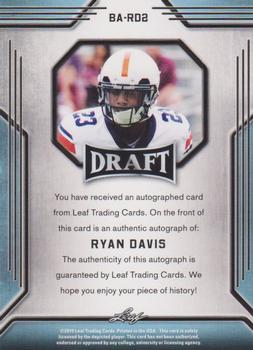 2019 Leaf Draft - Autographs #BA-RD2 Ryan Davis Back