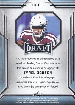 2019 Leaf Draft - Autographs #BA-TD2 Tyrel Dodson Back